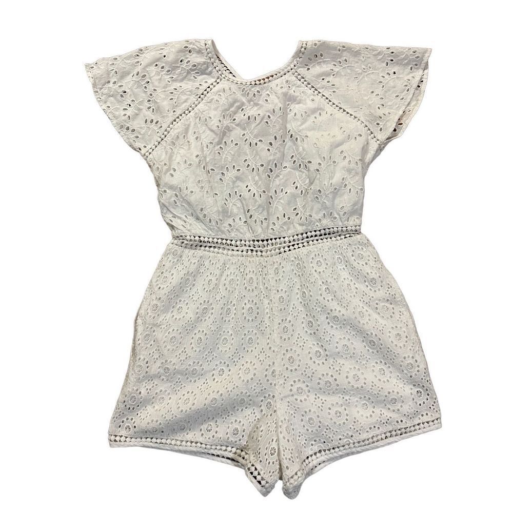 Tularosa Revolve Milk white eyelet lace cutout back Brynn romper sz Small - Picture 4 of 12
